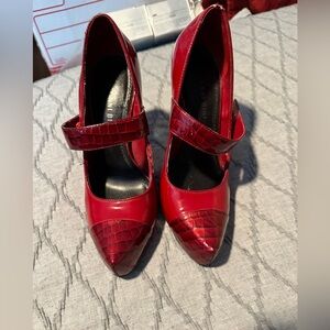 Red high heel shoes, 4 in heel